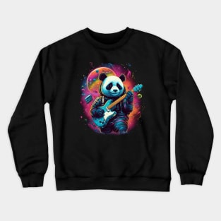 Cosmic Rhythms: The Astronaut Panda Guitarist Crewneck Sweatshirt